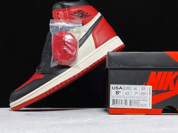 Rep Onekick Retro 1 High Jordan Toe 555088-610 Air Bred OG 0706